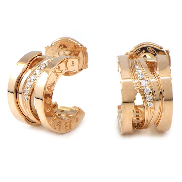 乐天商城 - 【最大1万円OFFクーポン配布中】 ブルガリ BVLGARI ピアス B-zero1 ビーゼロワン レジェンド 356131 フープ ロゴ ダイヤモンド 計0.07ct K18PG 【中古】