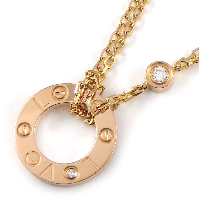 乐天商城 - カルティエ Cartier ネックレス ラブサークル B7224509 Vis 2ポイント ダイヤモンド 計0.03ct K18PG 【箱・保付き】 【中古】