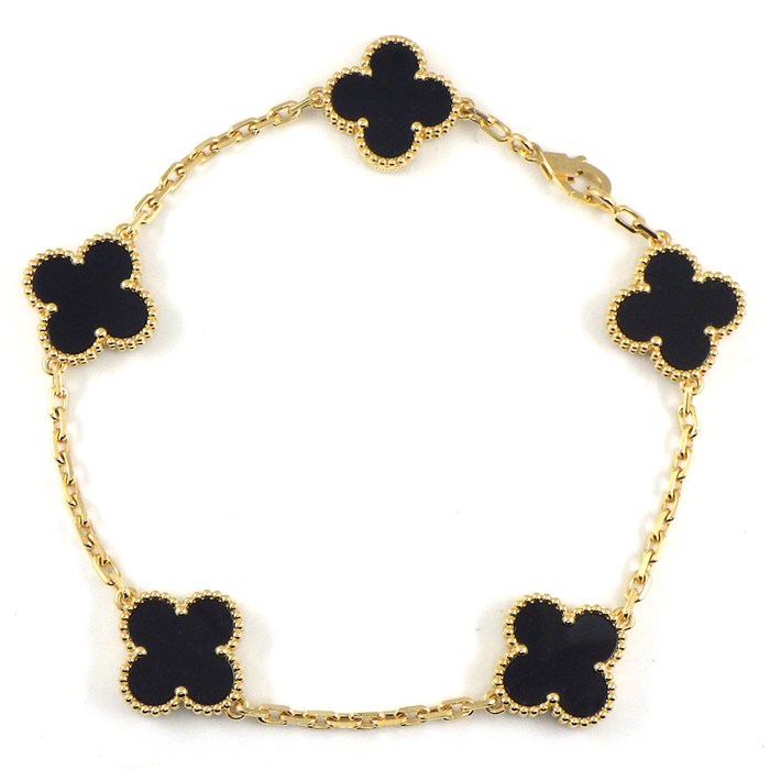 乐天商城 - 【最大3万円OFFクーポン配布中】 ヴァンクリーフ＆アーペル Van Cleef & Arpels ブレスレット ヴィンテージ アルハンブラ 5モチーフ VCARA41300 オニキス K18YG 【箱・保付き】 【中古】