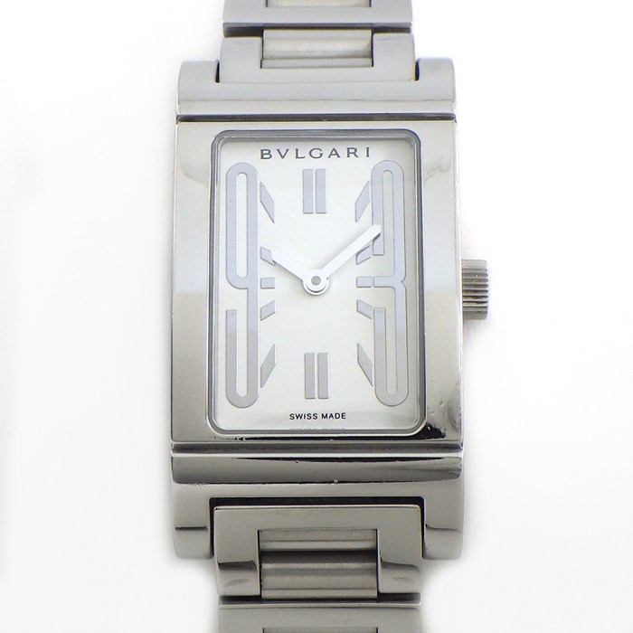 乐天商城 - 【最大1万円OFFクーポン配布中&10日限定★ポイント3倍】 ブルガリ BVLGARI 腕時計 レッタンゴロ RT39S レクタンギュラー ホワイト文字盤 SS クオーツアナログ 【中古】