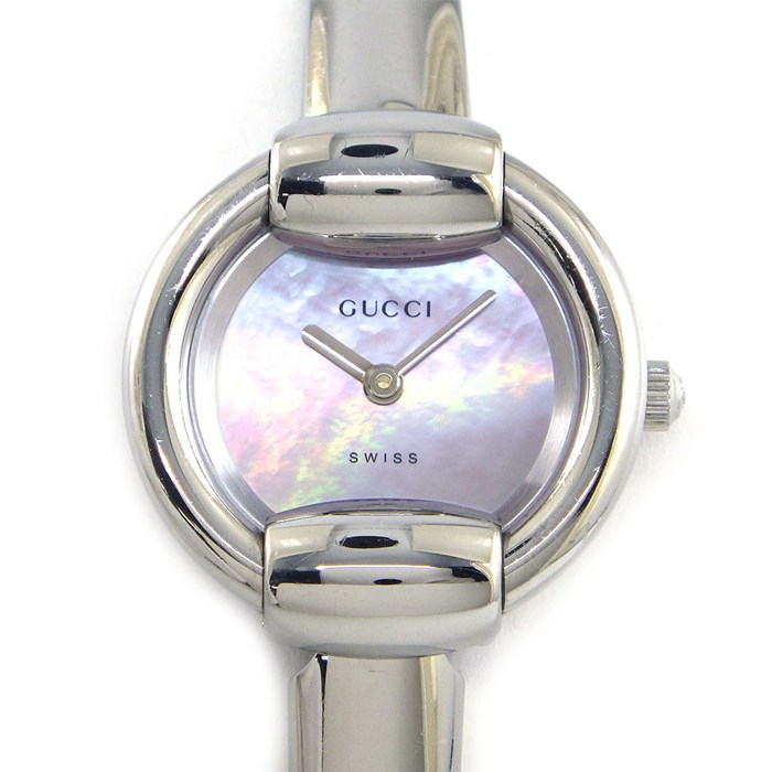 乐天商城 - 【最大1万円OFFクーポン配布中】 グッチ GUCCI 腕時計 バングルウォッチ ラウンド 1400L ピンクシェル文字盤 SS クオーツアナログ 【中古】