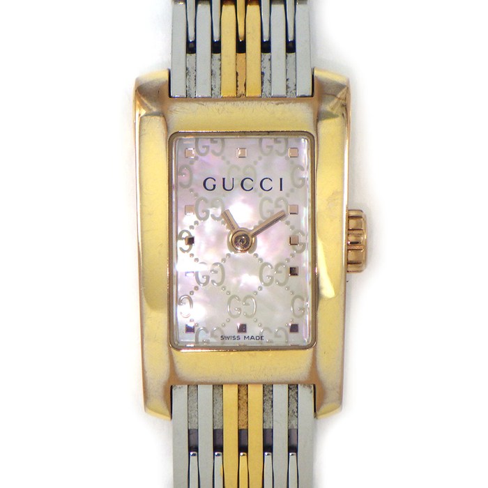 乐天商城 - グッチ GUCCI 腕時計 Gメトロ 8600L/YA086516 レクタンギュラー GG柄 ピンクシェル文字盤 GP SS クオーツアナログ 【箱・保付き】 【中古】