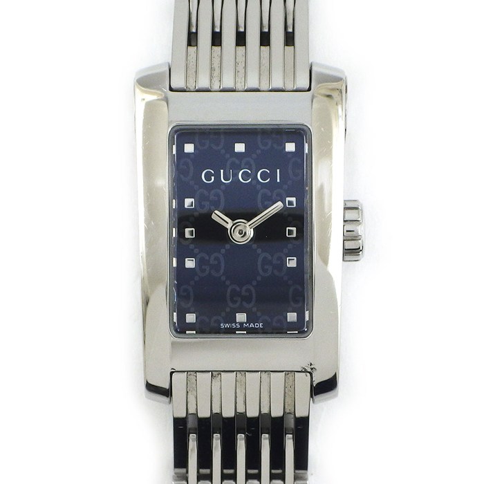 樂天商城 - グッチ GUCCI 腕時計 Gメトロ 8600L レクタンギュラー GG柄 ブラック文字盤 SS クオーツアナログ 【中古】