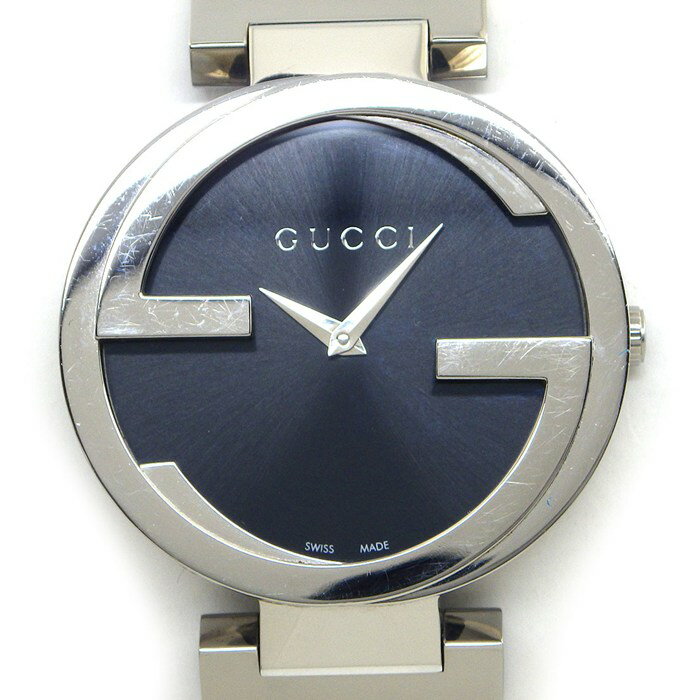 乐天商城 - 【最大1万円OFFクーポン配布中&10日限定★ポイント3倍】 グッチ GUCCI 腕時計 インターロッキングG 133.3/YA133307 GG サンレイ ブラック文字盤 SS クオーツアナログ 【箱・保付き】 【中古】