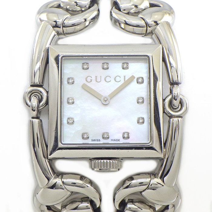 樂天商城 - 【最大1万円OFFクーポン配布中】 グッチ GUCCI 腕時計 シニョーリア 116.3 12ポイント ダイヤインデックス ホワイトシェル文字盤 SS クオーツアナログ 【中古】