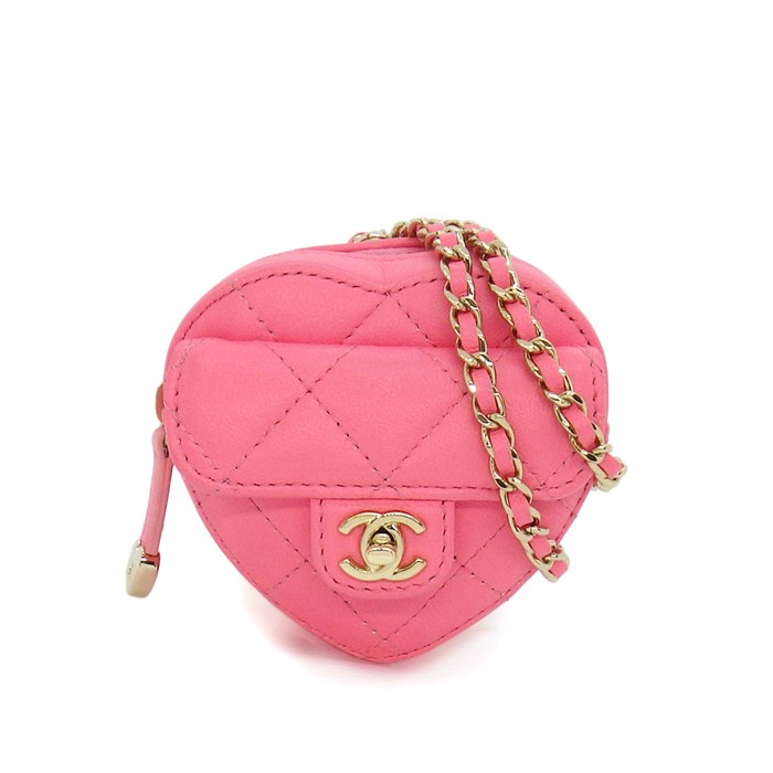 乐天商城 - 【最大1万円OFFクーポン配布中】 シャネル CHANEL ショルダーバッグ マトラッセ ハートチェーンミニポーチ AP2783 2021年以降 ピンク ラムスキン ゴールド金具 【中古】