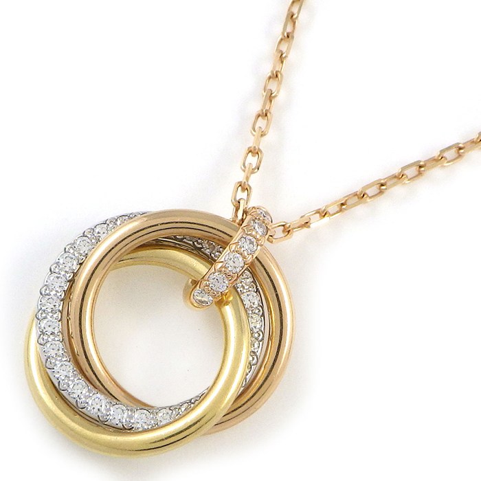 乐天商城 - 【最大1万円OFFクーポン配布中】 カルティエ Cartier ネックレス トリニティ スモール セミパヴェ B7224849 スリーカラー 33ポイント ダイヤモンド 計0.25ct K18PG K18WG K18YG 【中古】