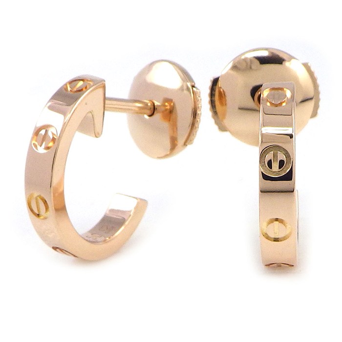 乐天商城 - 【最大1万円OFFクーポン配布中&10日限定★ポイント3倍】 カルティエ Cartier ピアス ラブ SM B8029000 フープ ミニラブ K18PG 【中古】