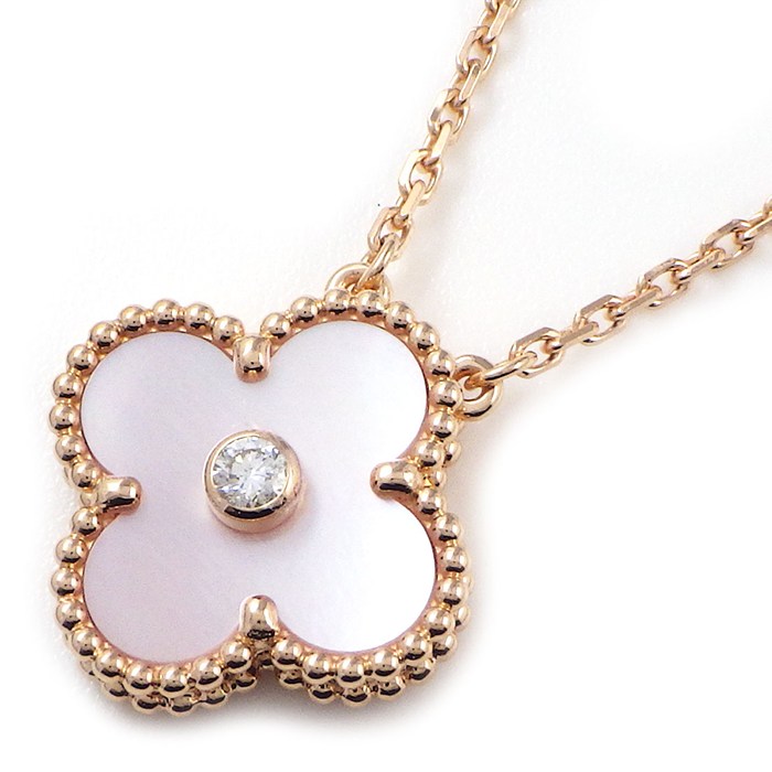 樂天商城 - ヴァンクリーフ＆アーペル Van Cleef & Arpels ネックレス ヴィンテージアルハンブラ VCARPMOP00 2025年 ホリデーコレクション クリスマス 限定モデル 1ポイント ダイヤモンド ピンク シェル K18PG 【箱・保付き】 【中古】