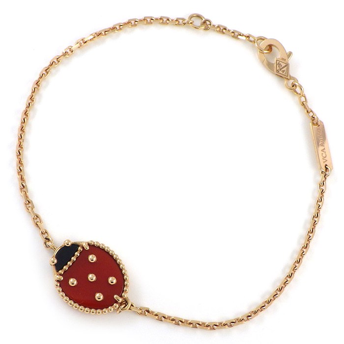樂天商城 - ヴァンクリーフ＆アーペル Van Cleef & Arpels ブレスレット ラッキースプリング クローズドウィング レディバグ VCARP7R000 オニキス カーネリアン K18PG 【箱・保付き】 【中古】