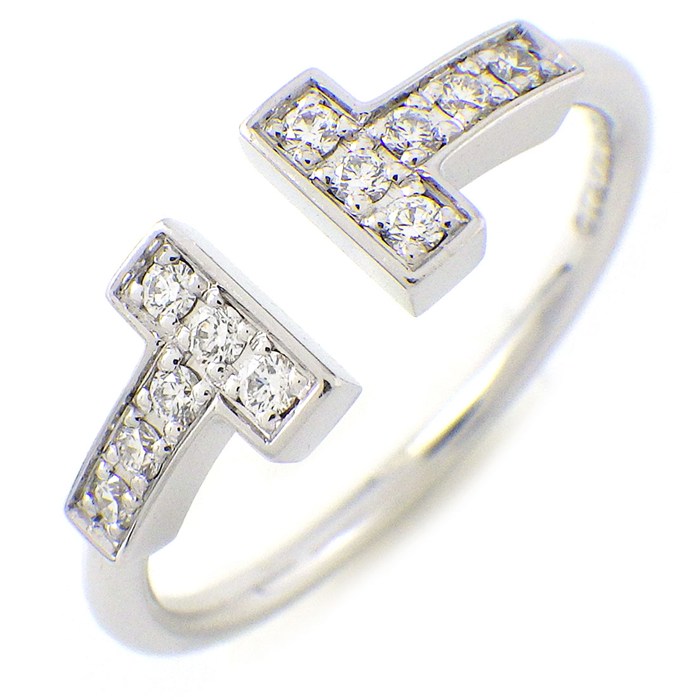 乐天商城 - ティファニー Tiffany & Co. リング Tワイヤー 60147226 ダイヤモンド 計0.13ct K18WG 12号 【中古】