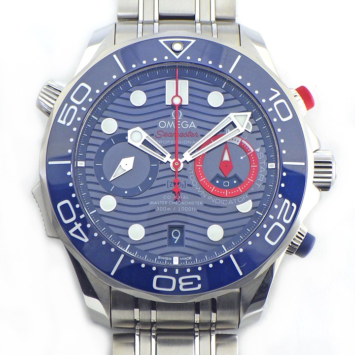 樂天商城 - オメガ OMEGA 腕時計 シーマスター ダイバー300 アメリカズカップ エディション 210.30.44.51.03.002 デイト クロノグラフ スモールセコンド 裏スケ クロノメーター ブルー 文字盤 SS セラミック 自動巻き 【箱・保付き】 【中古】