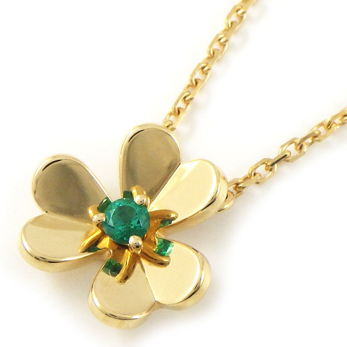 樂天商城 - ヴァンクリーフ＆アーペル Van Cleef & Arpels ネックレス フリヴォル ミニ VCARP7SB00 1ポイント エメラルド 0.04ct K18YG 【中古】