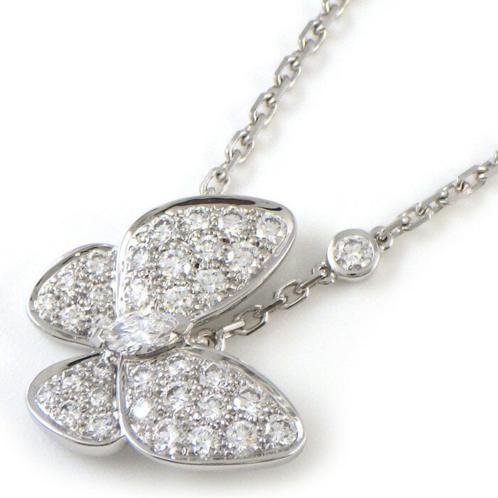 乐天商城 - ヴァンクリーフ＆アーペル Van Cleef & Arpels ネックレス パピヨン VCARO3M400 バタフライ パヴェ 36ポイント ダイヤモンド 計0.88ct K18WG 【箱・保付き】 【中古】