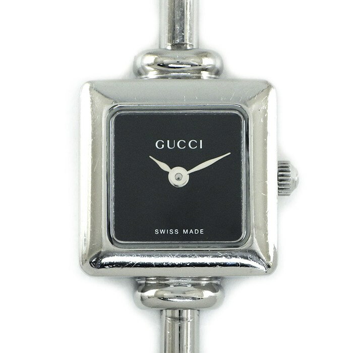 【3％OFFクーポン★7周年記念セール】 グッチ GUCCI 腕時計 バングルウォッチ スクエア 1900L ブラック文字盤 SS クオーツアナログ 【中古】