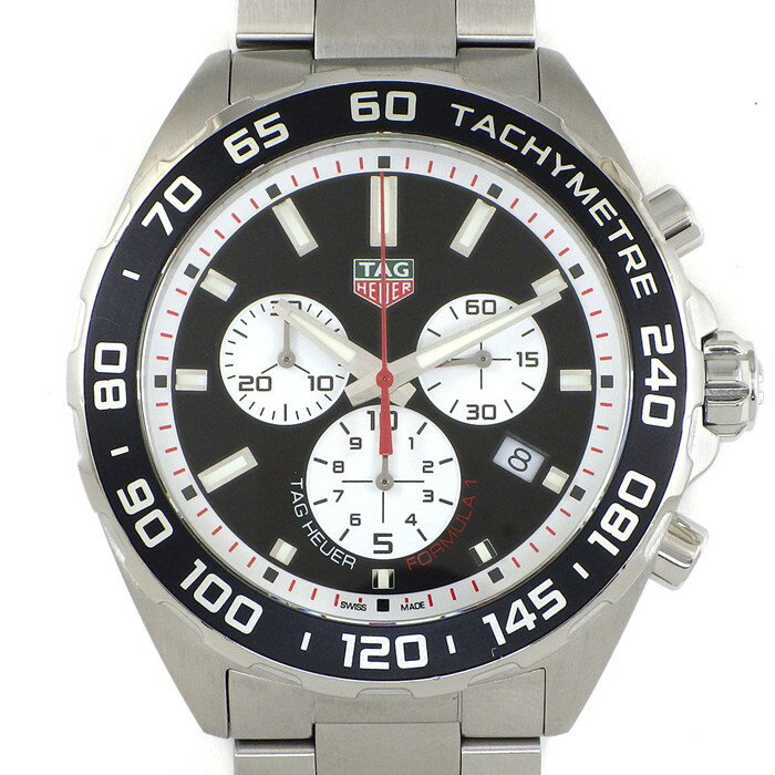 【3％OFFクーポン★7周年記念セール】 タグ・ホイヤー TAG Heuer 腕時計 フォーミュラ1 クロノグラフ CAZ101E.BA0842 デイト タキメーター スモールセコンド 夜光インデックス 夜光針 ブラック文字盤 SS クオーツアナログ 【箱・保付き】 【中古】