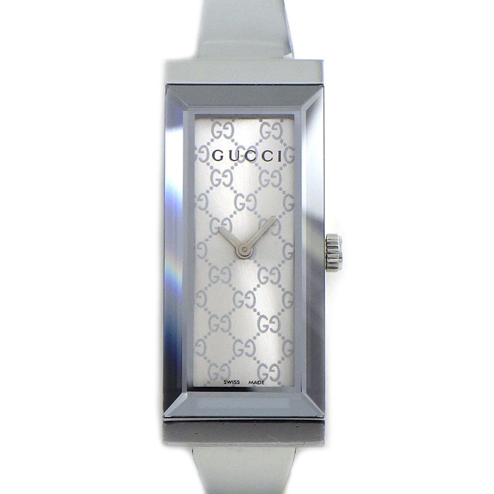 【3％OFFクーポン★7周年記念セール】 グッチ GUCCI 腕時計 レクタングル 127.5 GG柄 サンレイ シルバー文字盤 SS クオーツアナログ 【中古】