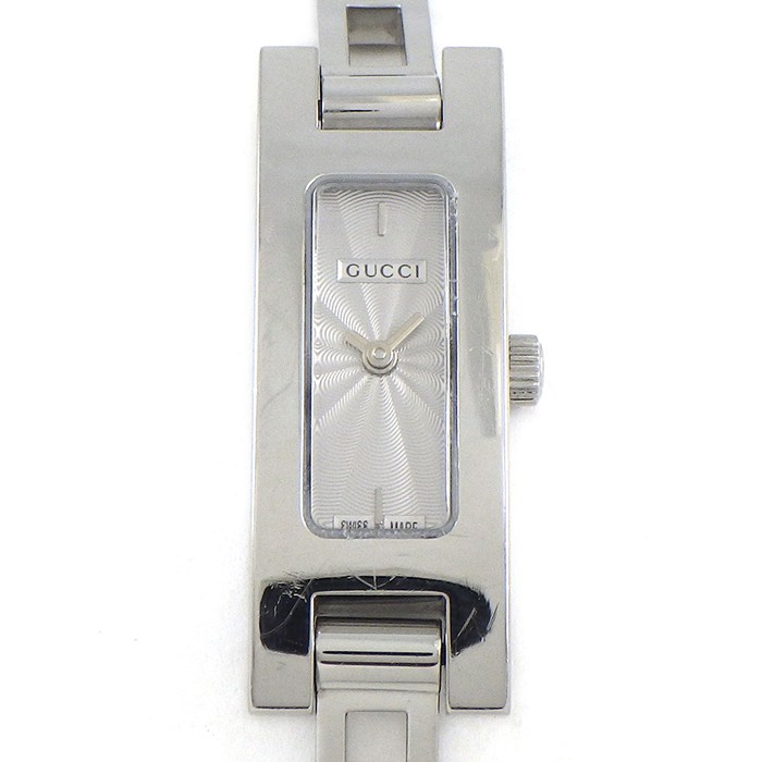 Other - グッチ GUCCI 腕時計 バングルウォッチ 3900L レクタンギュラー シルバー ギョーシェ文字盤 SS クオーツアナログ 【中古】