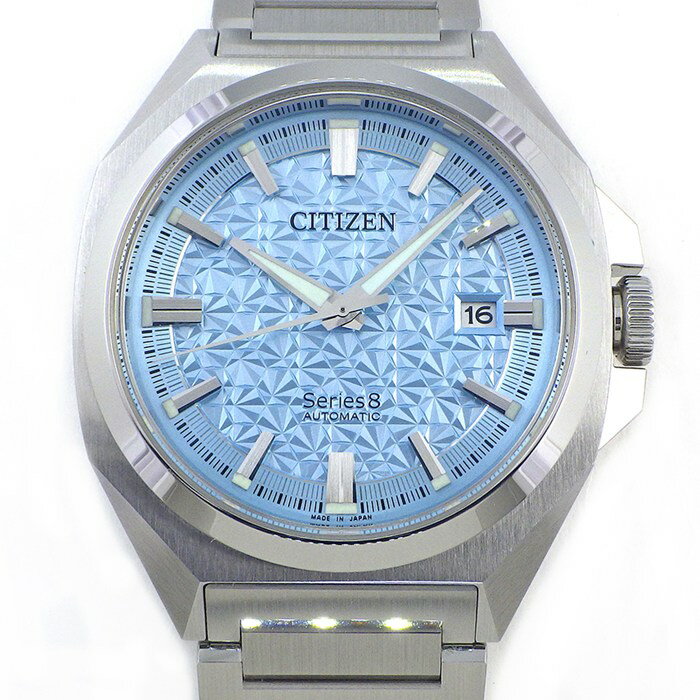 【3％OFFクーポン★7周年記念セール】 シチズン CITIZEN 腕時計 シリーズ8 NB6051-59L 9051-006V503 デイト 夜光インデックス 裏スケ 夜光針 ブルー文字盤 SS 自動巻き 【箱・保付き】 【中古】