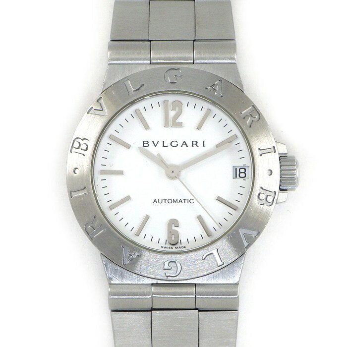 【3％OFFクーポン★7周年記念セール】 ブルガリ BVLGARI 腕時計 ディアゴノ LCV29S/LCV29WSSD ホワイト文字盤 デイト SS 自動巻き 【箱・保付き】 【中古】