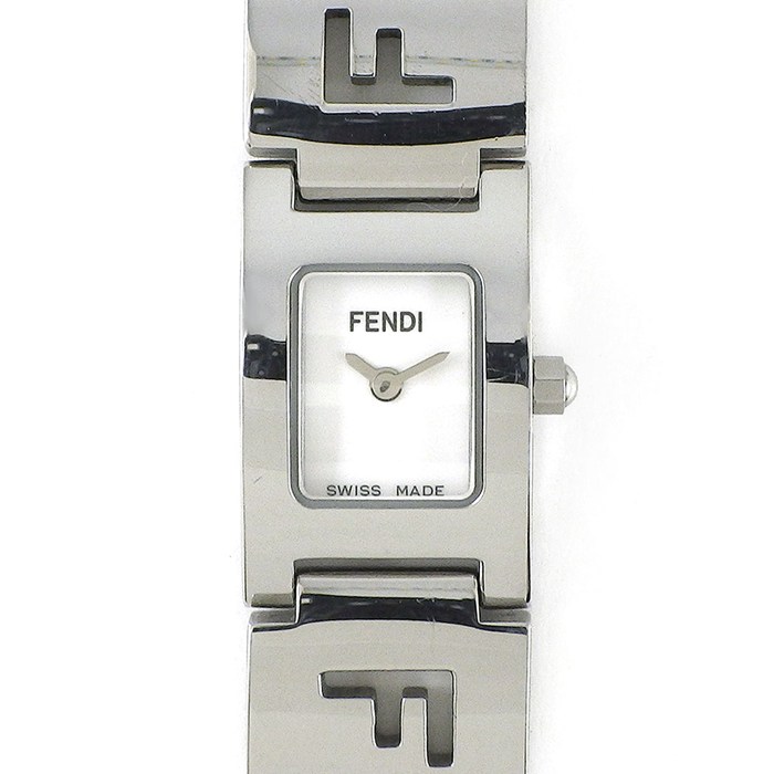 【3％OFFクーポン★7周年記念セール】 フェンディ FENDI 腕時計 ステラ 3150L レクタンギュラー ホワイト文字盤 ロゴ ブレスレット SS クオーツアナログ 【中古】