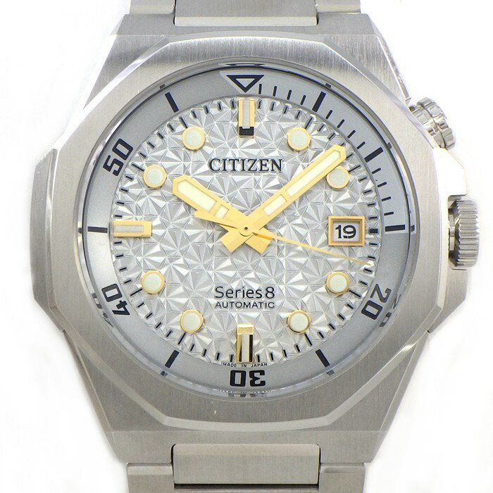 【3％OFFクーポン★7周年記念セール】 シチズン CITIZEN 腕時計 シリーズ8 NB6060-58H 世界1200本限定モデル デイト 夜光インデックス 裏スケ 夜光針 シルバー文字盤 SS 自動巻き 【箱・保付き】 【中古】