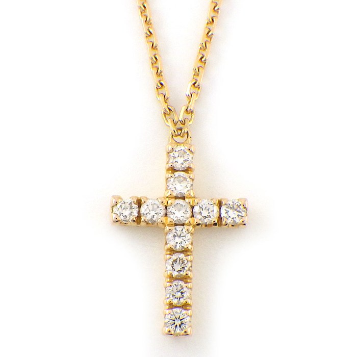 カルティエ Cartier ネックレス シンボル クロス ダイヤモンド K18YG 【中古】