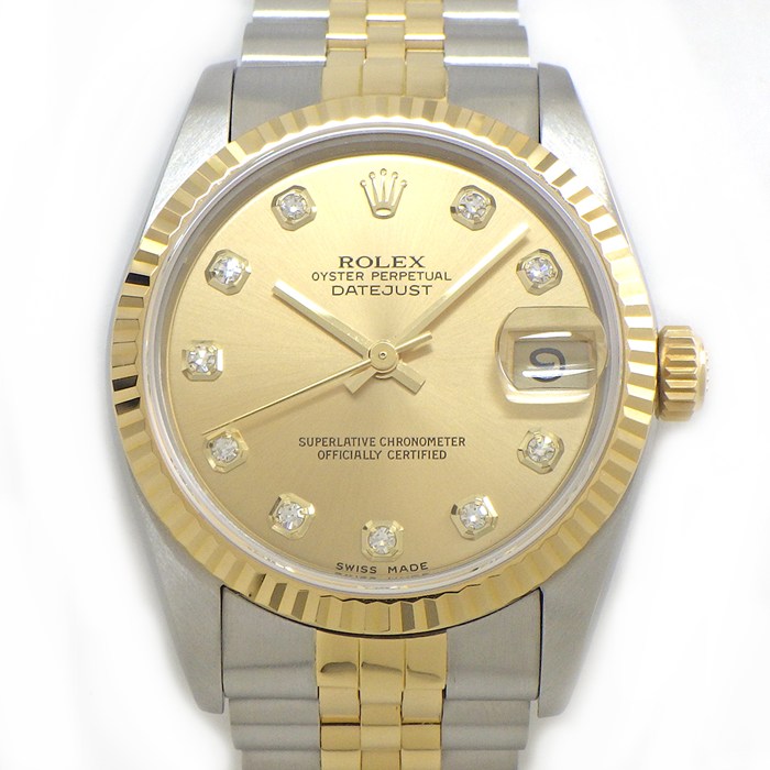 【3％OFFクーポン★7周年記念セール】 ロレックス Rolex 腕時計 デイトジャスト 68273G デイト 10ポイント ダイヤインデックス シャンパンカラー文字盤 K18YG SS 自動巻き 【中古】