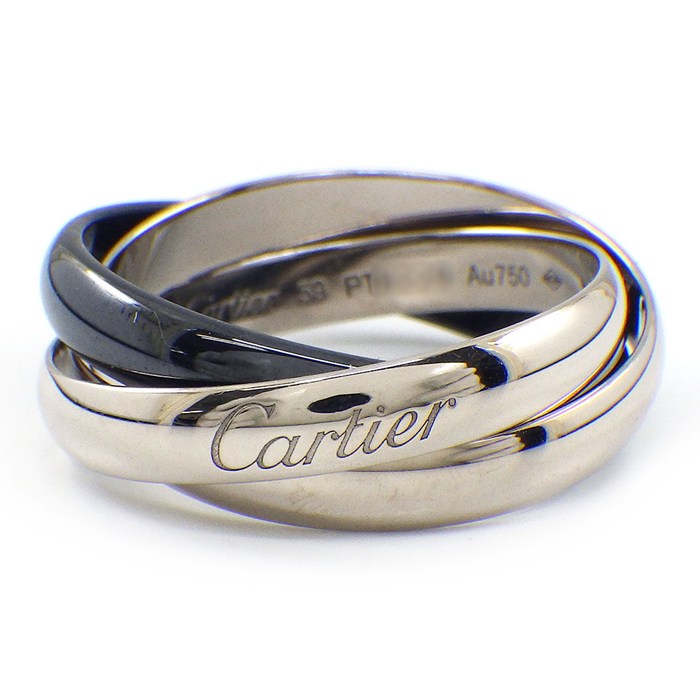 樂天商城 - カルティエ Cartier リング トリニティ B4095659 ブラック セラミック K18WG 18.5号 / #59 【中古】