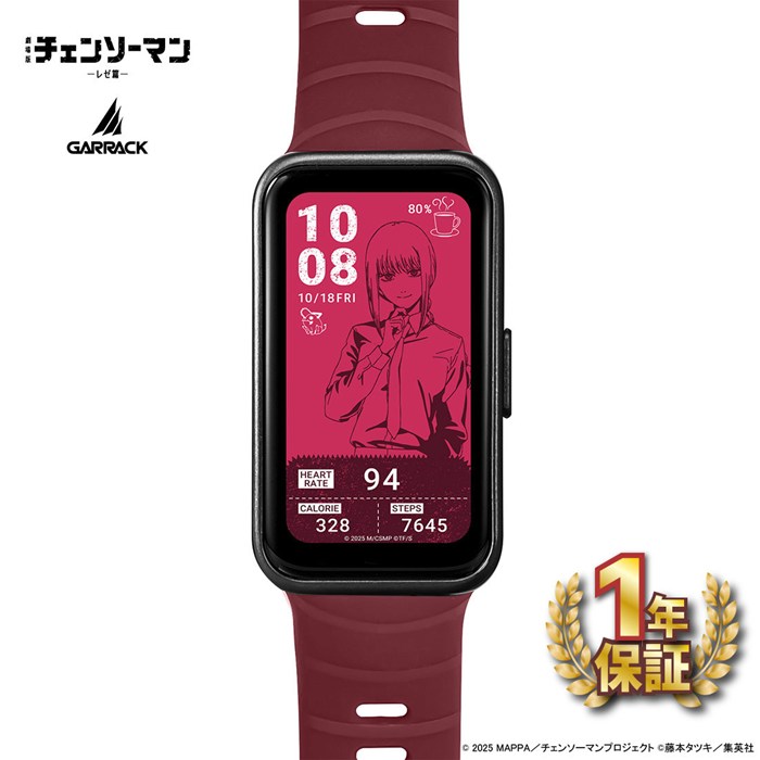 【5日限定★対象品3％OFF＆全品P3倍】 ギャラック GARRACK 腕時計 スマートウォッチ チェンソーマンコラボ マキマ HUC-CM-BD10-M レッド文字盤 アルミニウム シリコンベルト バッテリー充電 【箱・保付き】