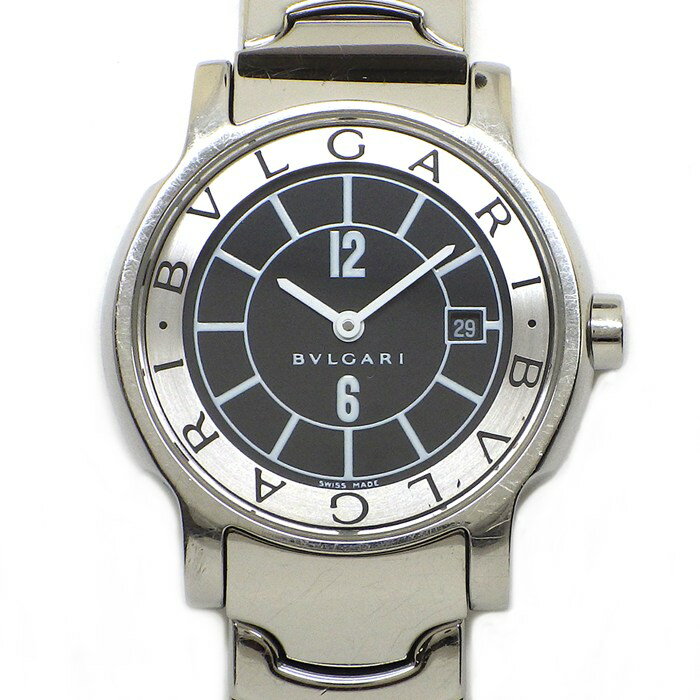 【3％OFFクーポン★7周年記念セール】 ブルガリ BVLGARI 腕時計 ソロテンポ ST29S デイト ブラック文字盤 SS クオーツアナログ 【中古】