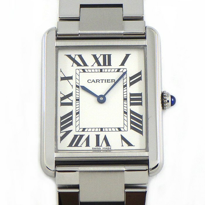 【3％OFFクーポン★7周年記念セール】 カルティエ Cartier 腕時計 タンクソロLM W5200014 レクタンギュラー シルバー文字盤 ローマンインデックス SS クオーツアナログ 【中古】