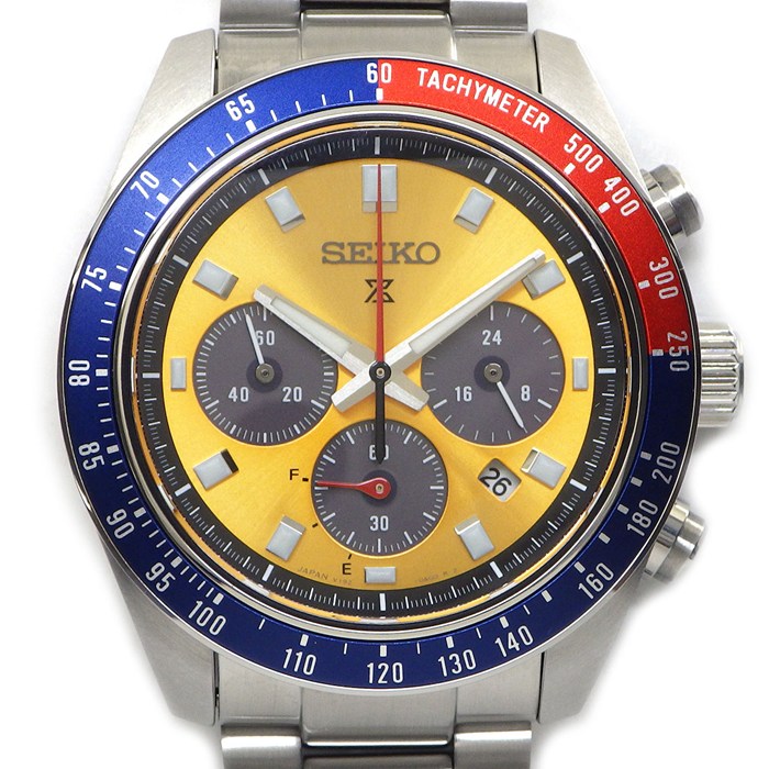 セイコー SEIKO 腕時計 プロスペックス スピードタイマー SBDL117/V192-0AH0 サンレイ ブライトイエロー文字盤 デイト クロノグラフ タキメーター スモールセコンド パワーリザーブ表示 夜光針/インデックス SS ソーラー 【箱・保付き】 【中古】