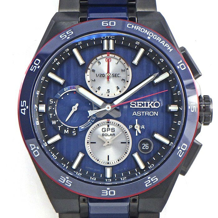 セイコー SEIKO 腕時計 アストロン ネクスター 大谷翔平 2024限定モデル SBXC167/5X830AG0 国内限定500本 デイデイト クロノグラフ ワールドタイム表示 デュアルタイム表示 ストライプ ブルー文字盤 チタン セラミック アルミニウム GPSソーラー 【箱・保付き】 【中古】
