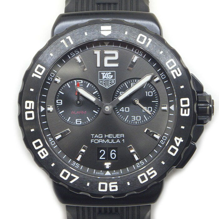 【3％OFFクーポン★7周年記念セール】 タグ・ホイヤー TAG Heuer 腕時計 フォーミュラ1 グランドデイト WAU111D.FT6024 ブラック文字盤 スモールセコンド 回転ベゼル 夜光針/インデックス アラーム ラバーベルト SS クオーツアナログ 【中古】