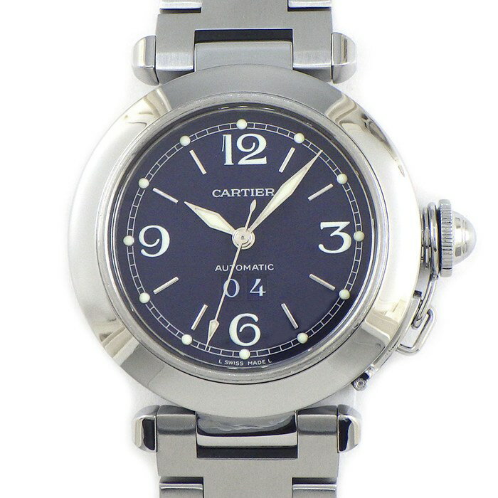 【3％OFFクーポン★7周年記念セール】 カルティエ Cartier 腕時計 パシャC ビッグデイト W31047M7 ブルー文字盤 デイト 夜光針/夜光インデックス SS 自動巻き 【中古】