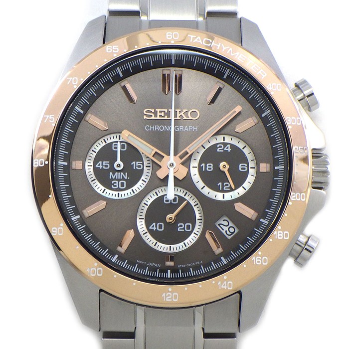 【3％OFFクーポン★7周年記念セール】 セイコー SEIKO 腕時計 スピリット 8T63-00D0 サンレイ ブラウン文字盤 デイト クロノグラフ スモールセコンド SS クオーツアナログ 【中古】