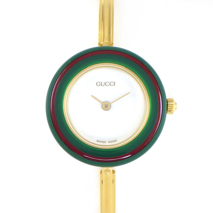 【3％OFFクーポン★7周年記念セール】 グッチ GUCCI 腕時計 チェンジベゼル 11/12.2 マルチカラーベゼル 全10色 ホワイト文字盤 GP クオーツアナログ 【中古】