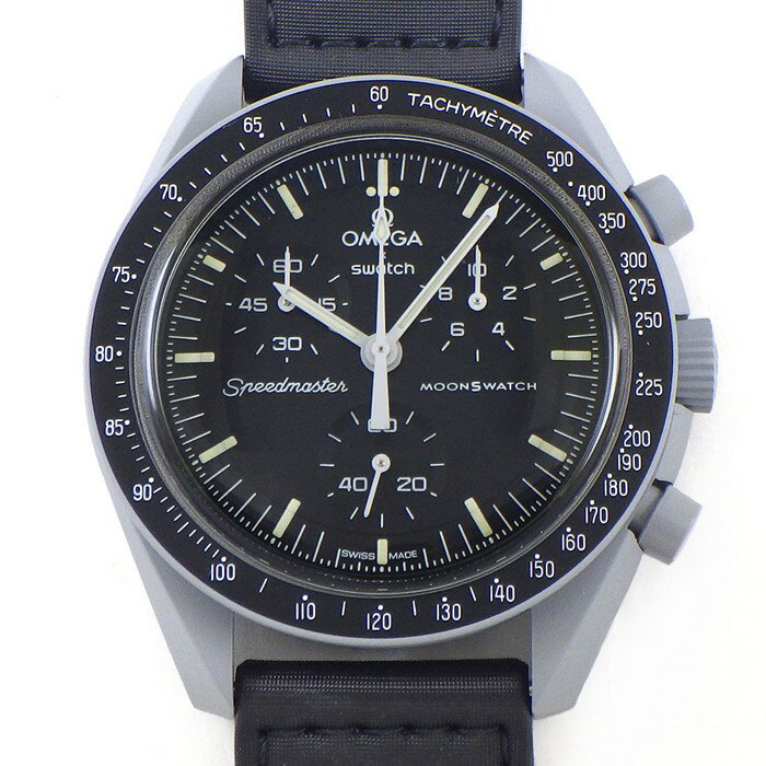  スウォッチ×オメガ Swatch×OMEGA 腕時計 ムーンスウォッチ ミッション トゥ ザ ムーン S033M100 スピードマスター ブラック文字盤 スチールグレー バイオセラミック ブラック ベルクロストラップ クオーツアナログ  