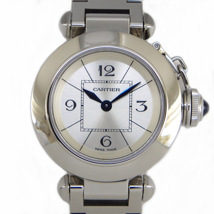カルティエ Cartier 腕時計 ミスパシャ W3140007 サンレイ シルバー文字盤 SS クオーツアナログ 【中古】