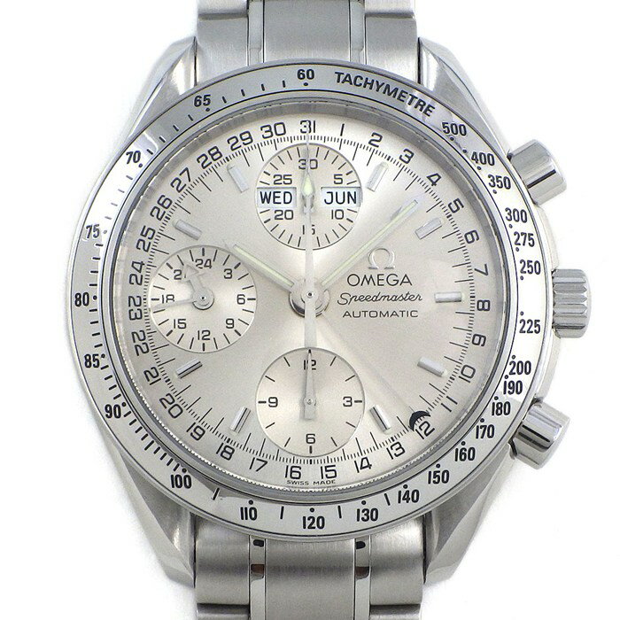 【25日限定★ポイント3倍】 オメガ OMEGA 腕時計 スピードマスター デイデイト 3523.30.00 クロノグラフ タキメーター スモールセコンド 夜光インデックス 夜光針 サンレイ シルバー文字盤 SS 自動巻き 【OH済み】 【中古】