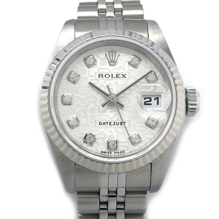 【25日限定★ポイント3倍】 ロレックス Rolex 腕時計 デイトジャスト 79174G F番 2003-2004年製 10ポイント ダイヤインデックス シルバーコンピューター文字盤 デイト K18WG SS 自動巻き 【中古】