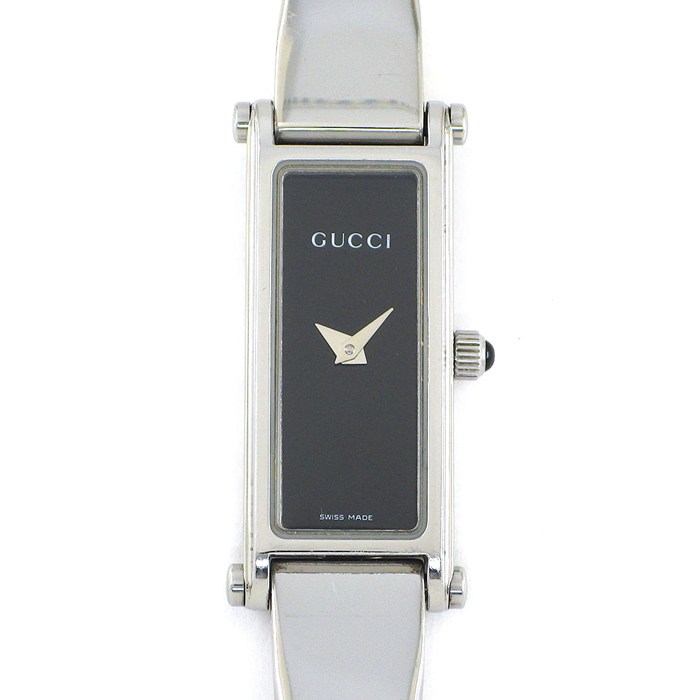 【5日限定★対象品3％OFF＆全品P3倍】 グッチ GUCCI 腕時計 ブレスウォッチ 1500L ホースビット レクタンギュラー ブラック文字盤 SS クオーツアナログ 【中古】