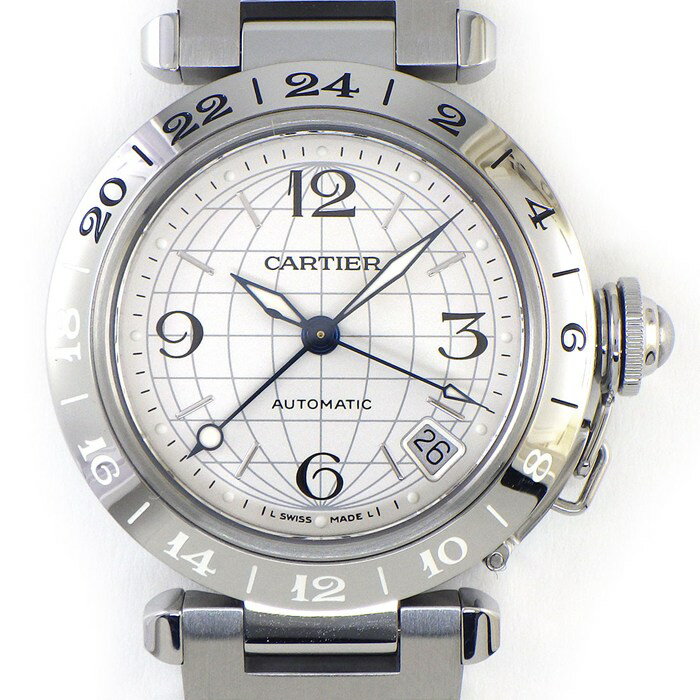 カルティエ Cartier 腕時計 パシャC メリディアン W31078M7 シルバー文字盤 デイト 夜光針/インデックス SS 自動巻き 【中古】