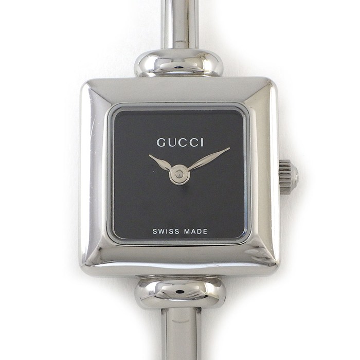 【5日限定★対象品3％OFF＆全品P3倍】 グッチ GUCCI 腕時計 バングルウォッチ スクエア 1900L スクエア ブラック文字盤 SS クオーツアナログ 【中古】