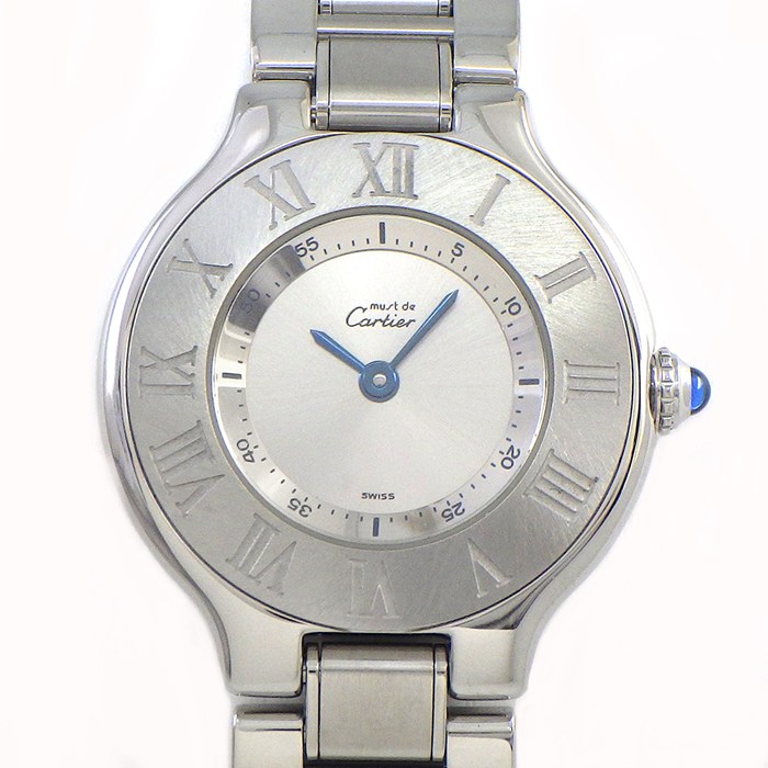 カルティエ Cartier 腕時計 マスト21 W10109T2 サンレイ シルバー文字盤 ローマン ...