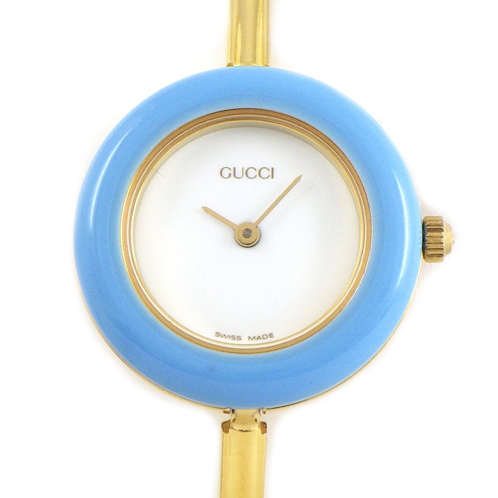 グッチ GUCCI 腕時計 チェンジベゼル 11/12.2 マルチカラーベゼル 全12色 ホワイト文字盤 GP クオーツアナログ 【中古】