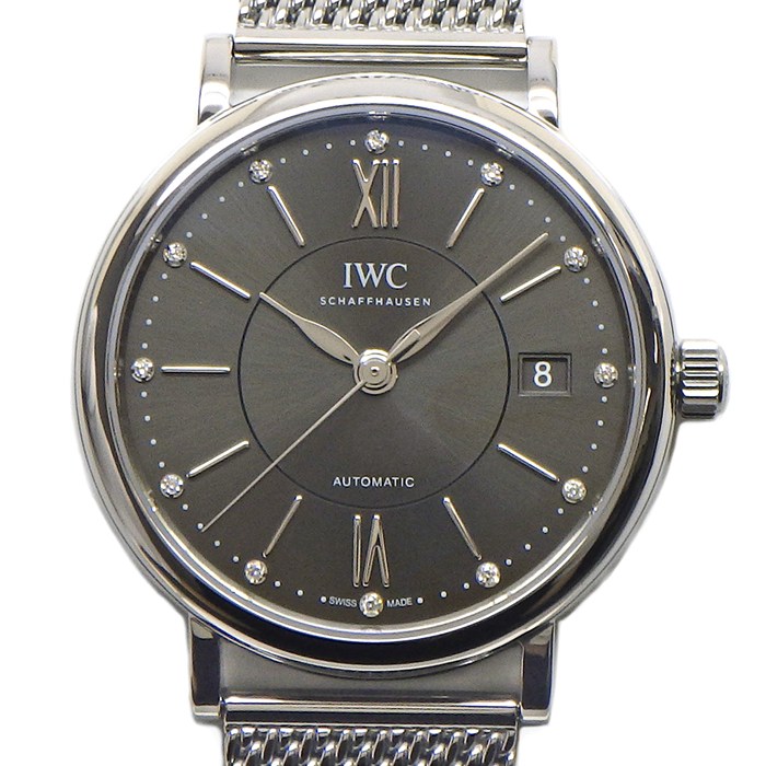 【5日限定★対象品3％OFF＆全品P3倍】 IWC 腕時計 ポートフィノ IW458110 12ポイント ダイヤインデックス サンレイ グレー文字盤 デイト SS 自動巻き 【中古】