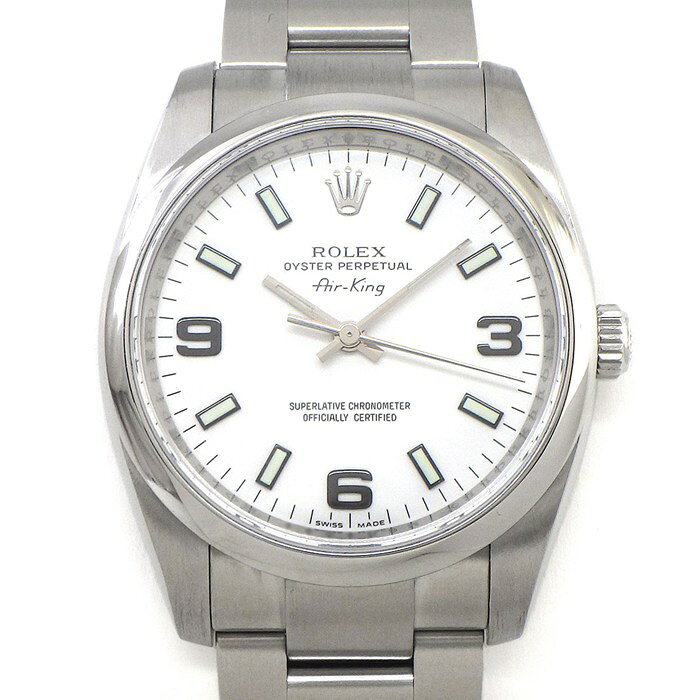 ロレックス Rolex 腕時計 エアキング 114200 M番 2007年-2008年製 ルーレット刻印 夜光インデックス 夜光針 ホワイト文字盤 SS 自動巻き 【中古】
