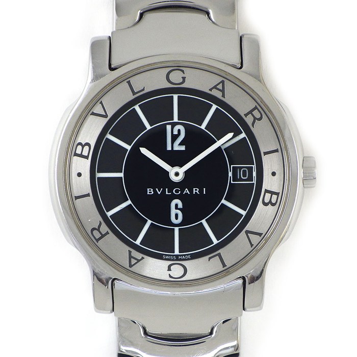 【5日限定★対象品3％OFF＆全品P3倍】 ブルガリ BVLGARI 腕時計 ソロテンポ ST35S ブラック文字盤 デイト SS クオーツアナログ 【中古】